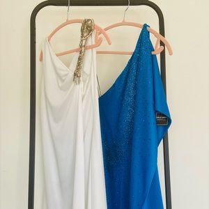 SOLD Lot of 2: 1980s Vintage Goddess One-Shoulder Party Dresses